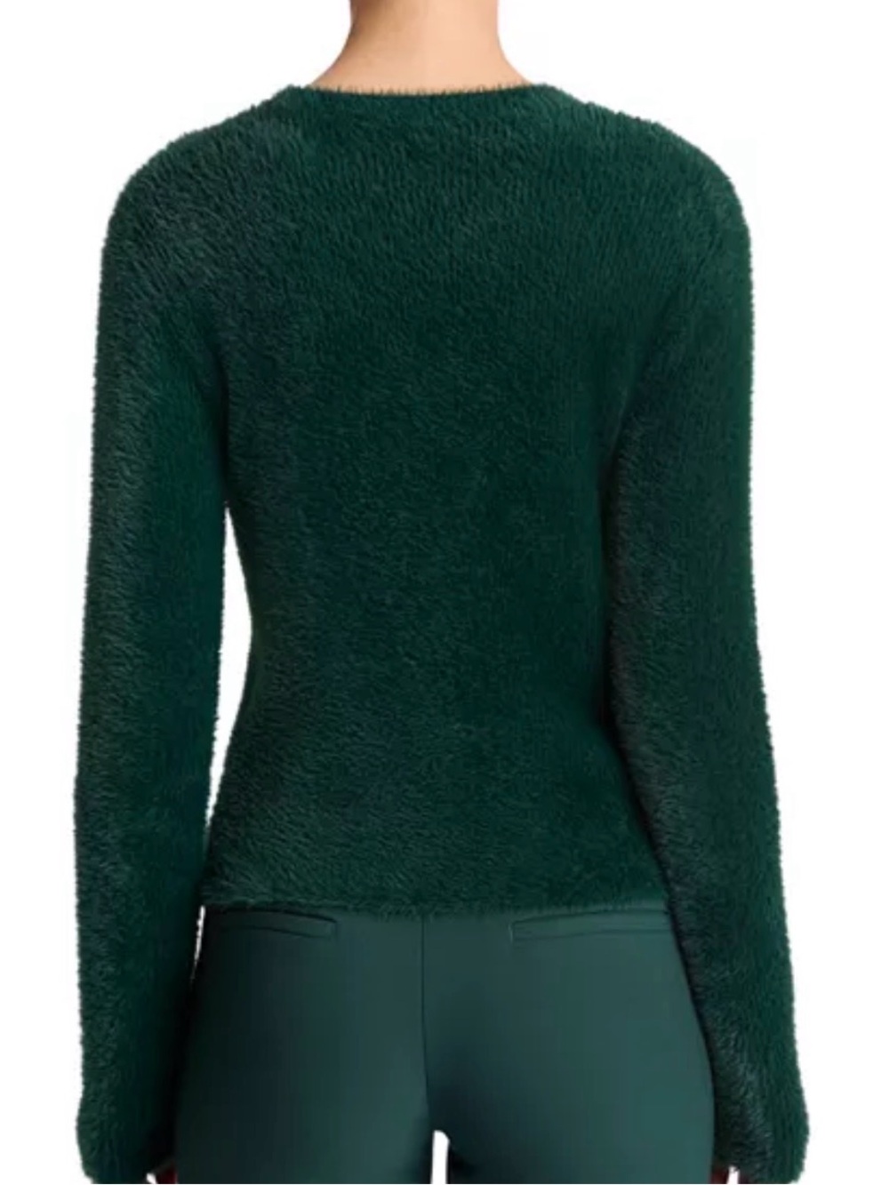 Vince Juniper Green Fuzzy Eyelash Crewneck Sweater NWT M Fall Preppy Modern Chic - Picture 4 of 11